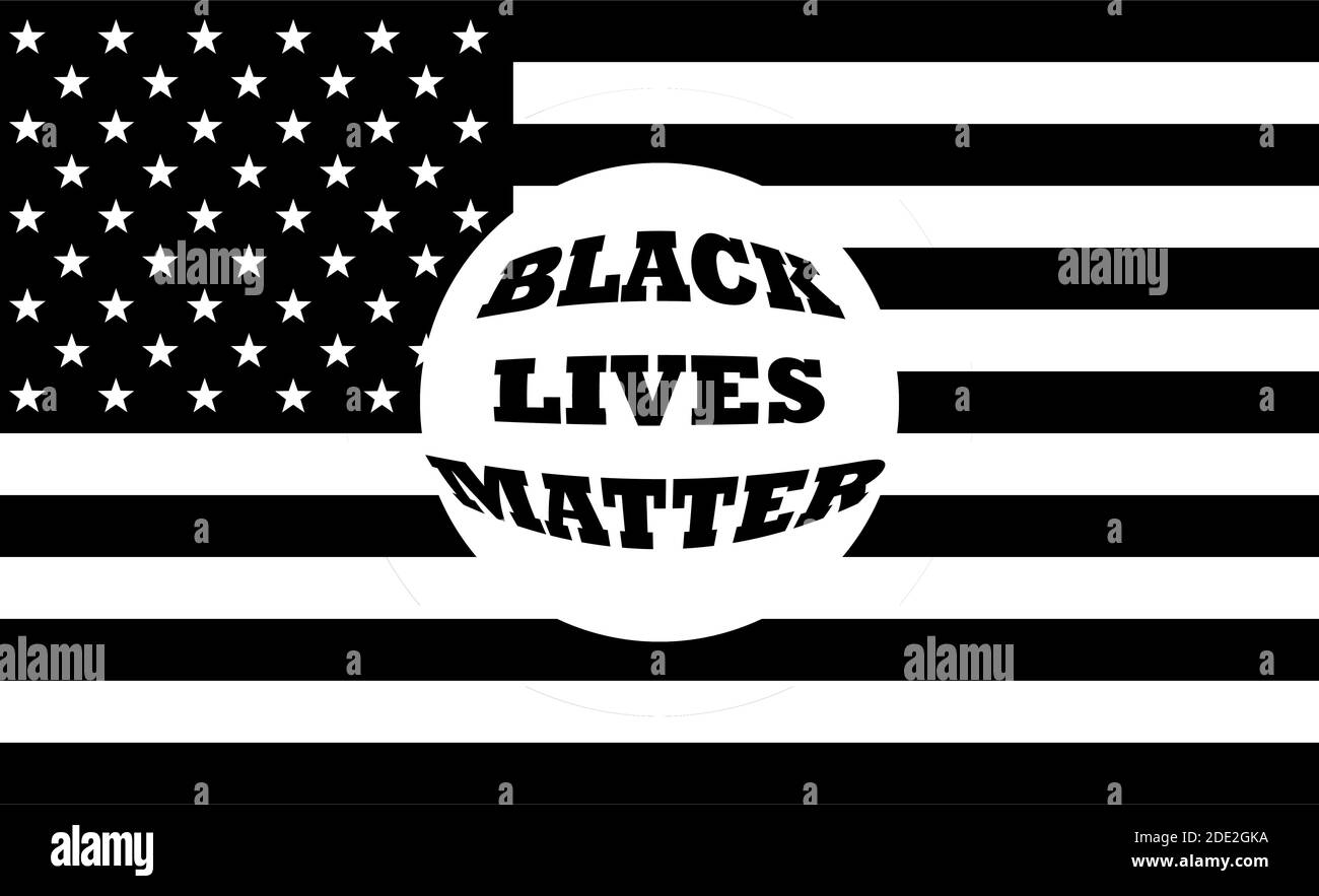 Les vies noires comptent, avec le drapeau américain. BLM USA. Concept. Illustration simple signification profonde Banque D'Images