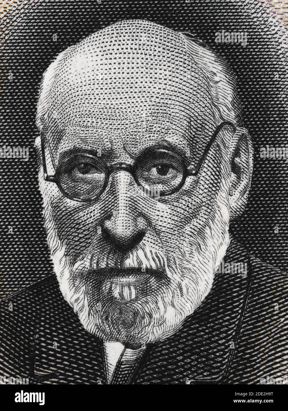 Santiago Ramon y Cajal portrait sur l'Espagne 50 pesetas banknote (1935) closeup, pathologiste espagnol, pionnier de la neuroscience moderne, lauréat du prix Nobel. Banque D'Images