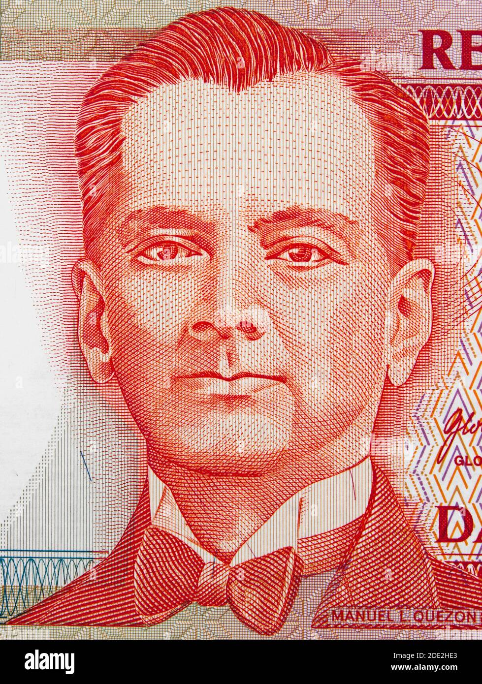 Manuel L. Quezon portrait sur Philippine 20 peso (2009) billet de banque, Philippines argent gros plan. Banque D'Images