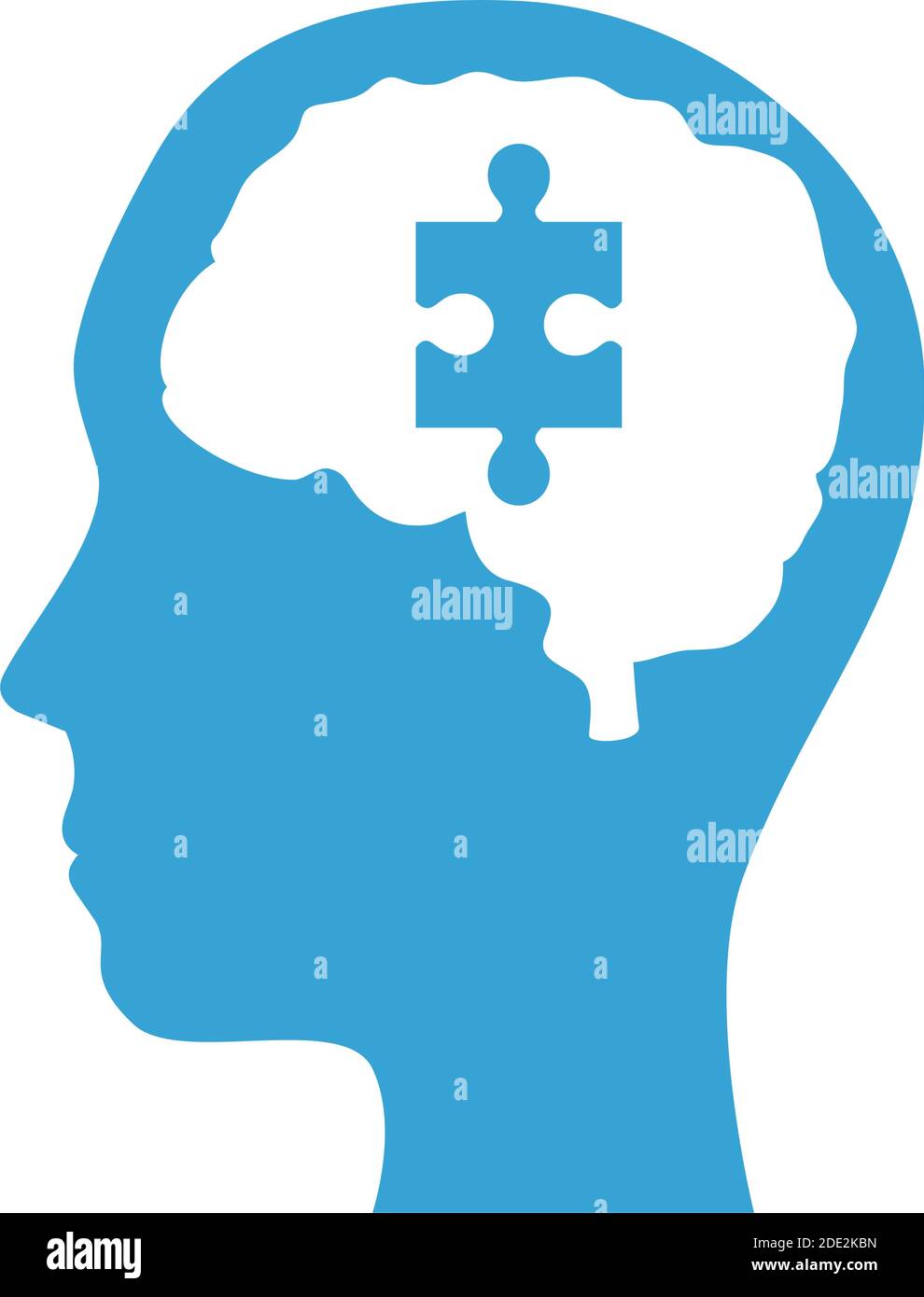 profil de santé mentale humain avec organe cérébral et pièce de puzzle Illustration de Vecteur