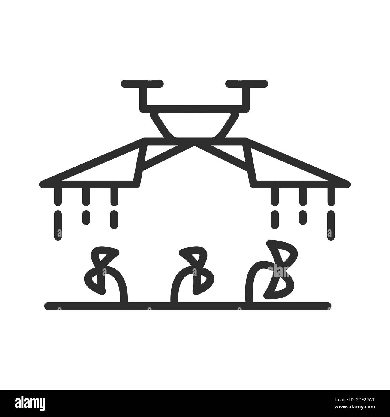 Le drone surveille les récoltes dans les champs.UN quadcopter arrosoir plantes mourantes. Illustration de Vecteur