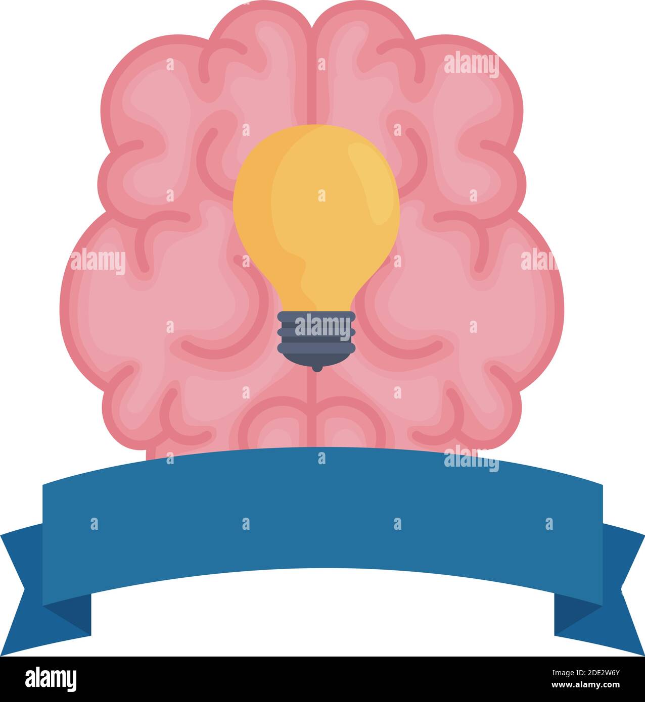 organe cérébral de santé mentale avec bulbe dans le cadre de ruban Illustration de Vecteur