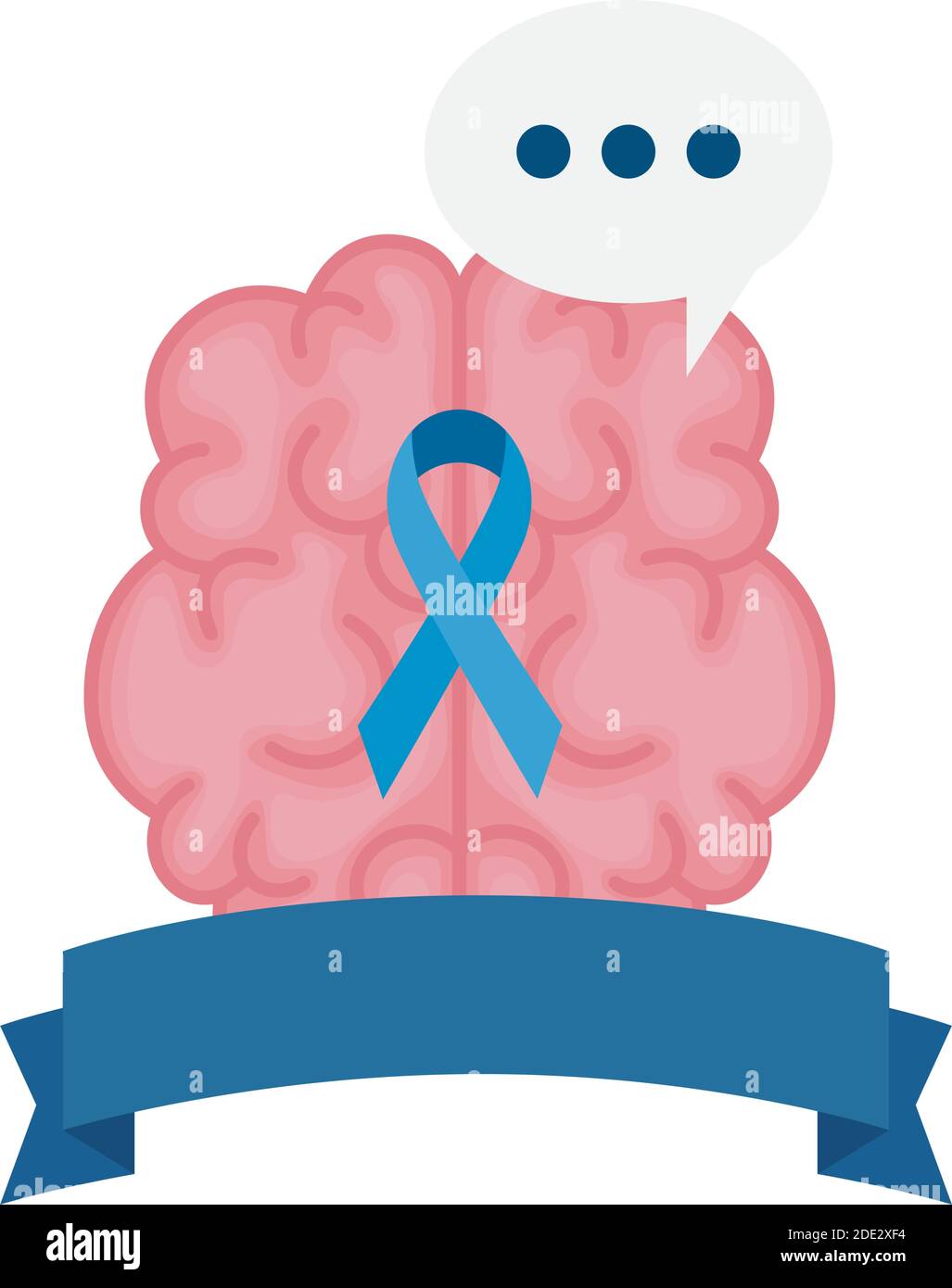 organe cérébral de santé mentale avec ruban de campagne dans le cadre Illustration de Vecteur