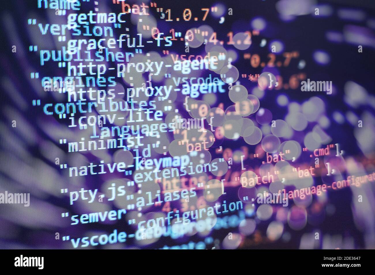 Code de script informatique abstrait. Écran de code de programmation du développeur logiciel. Temps de travail de programmation logicielle. Banque D'Images