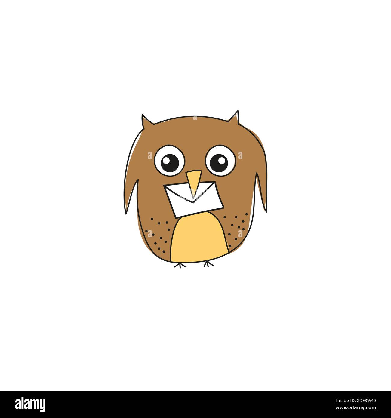 Illustration vectorielle amusante de hibou avec une lettre isolée sur fond blanc. Personnage de chouette de dessin animé. Illustration de Vecteur