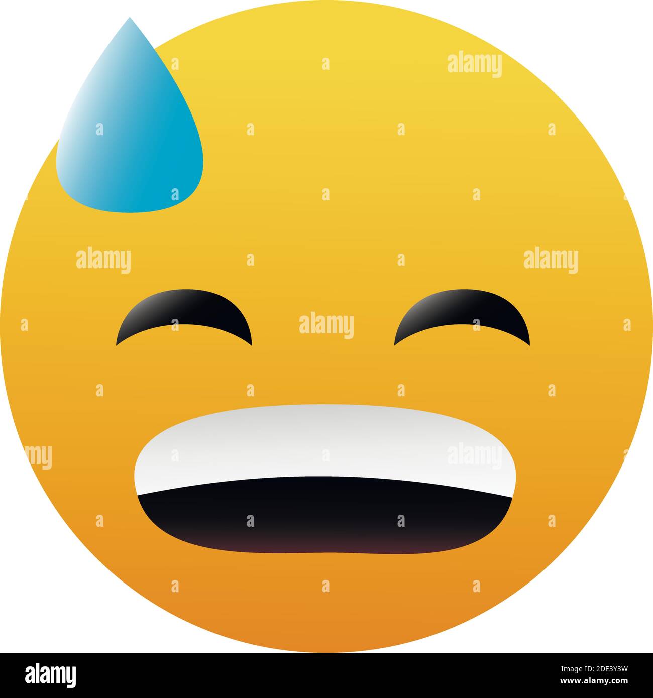 Émoticone souriant avec bouche ouverte et sueur froide. Grand sourire. Illustration vectorielle. Illustration de Vecteur