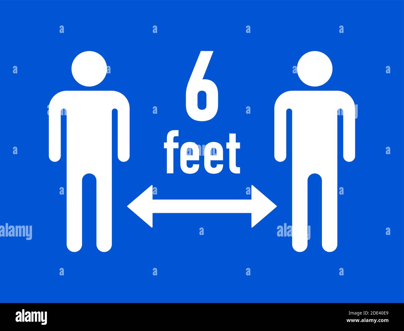 Maintenez votre distance de 6 pieds ou 6 pieds symbole d'avertissement social de distance. Image vectorielle. Illustration de Vecteur