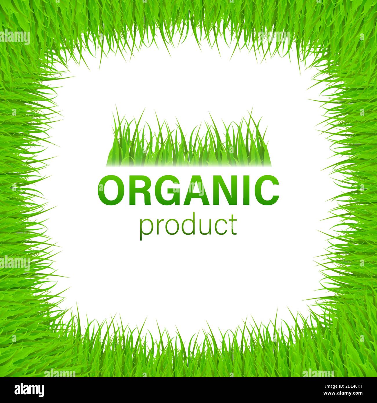 Symbole de conception d'icône de produit biologique. Bordure de prairie verte. Illustration vectorielle. Illustration de Vecteur