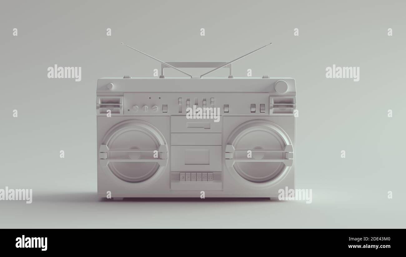 Rendu de l'illustration 3d stéréo de la Boombox rétro blanche Photo Stock -  Alamy