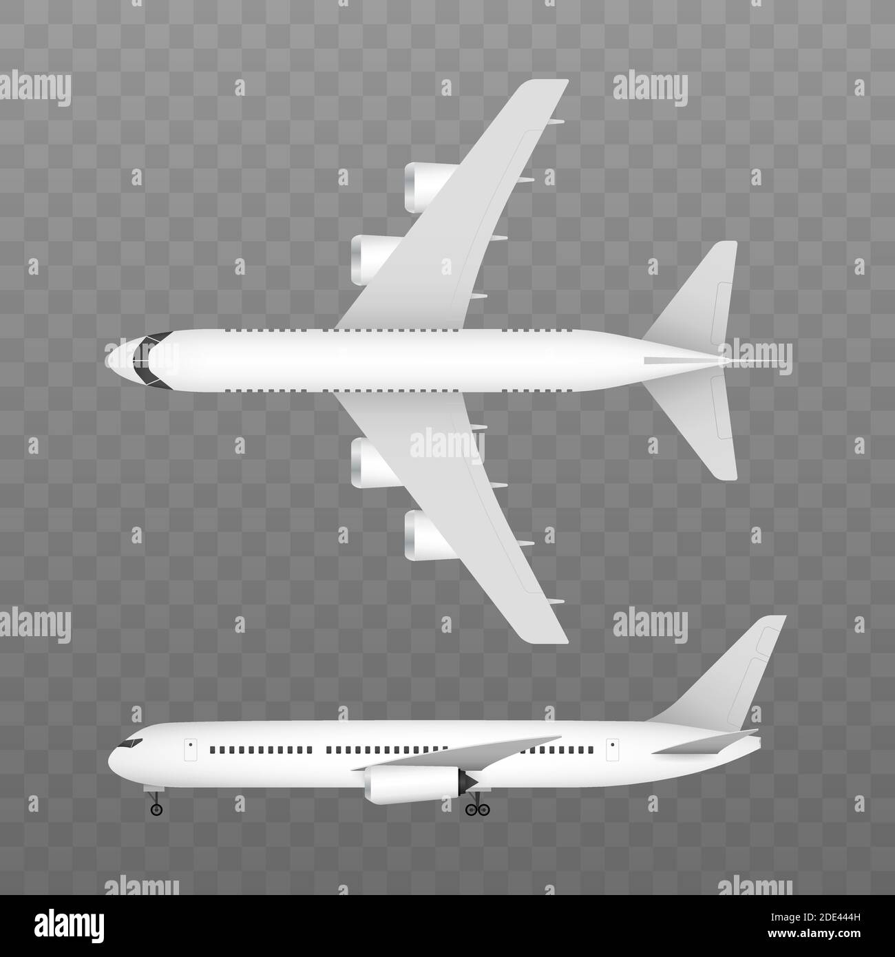 Avion blanc sur fond blanc en profil, isolé. Illustration du stock vectoriel Illustration de Vecteur