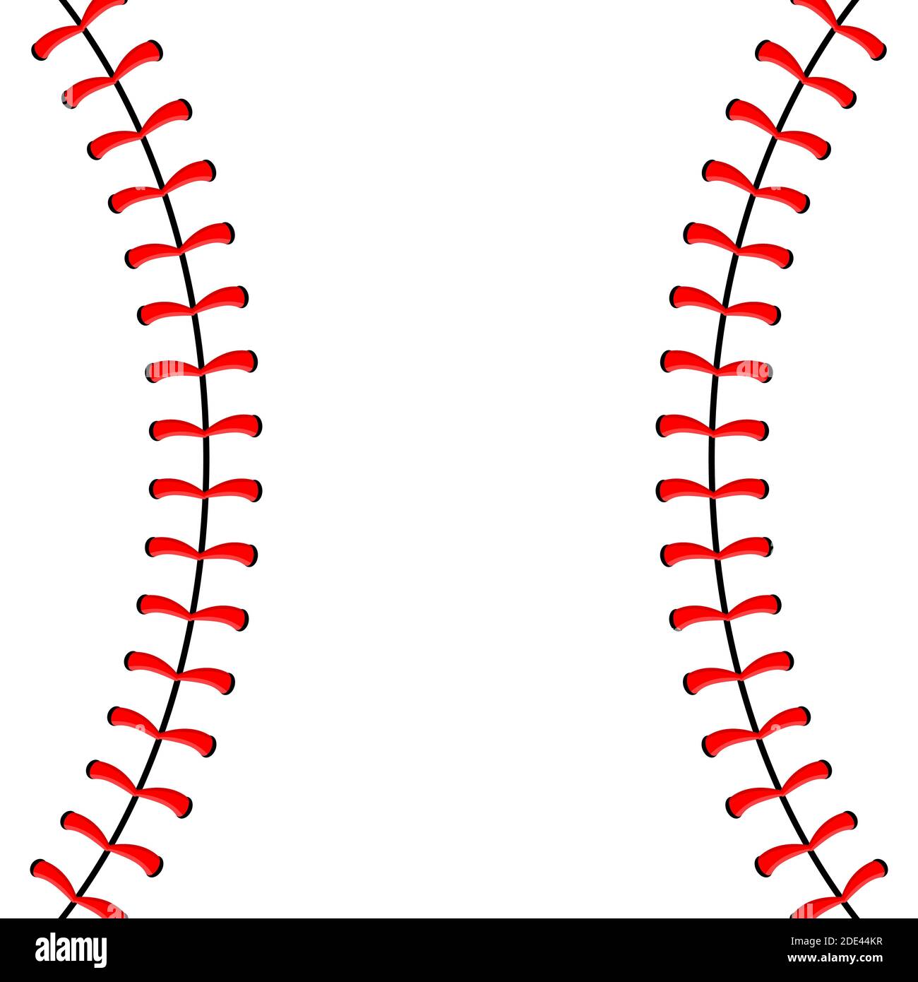 Points de balle de baseball, couture en dentelle rouge isolée sur fond. Illustration de Vecteur