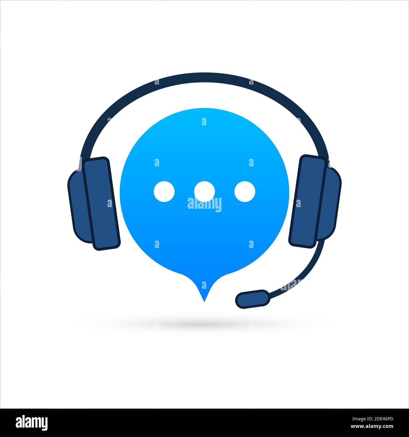 Service d'assistance en ligne. Casque avec microphone et bulle de dialogue. Illustration du stock vectoriel. Illustration de Vecteur