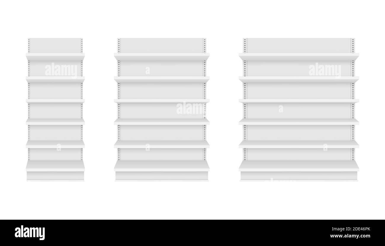 Vider les étagères du magasin isolées sur l'arrière-plan. Design de l'étagère de vente au détail. Illustration du stock vectoriel. Illustration de Vecteur