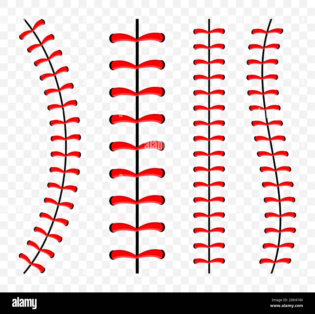 Points de balle de baseball, couture en dentelle rouge isolée sur fond. Illustration de Vecteur