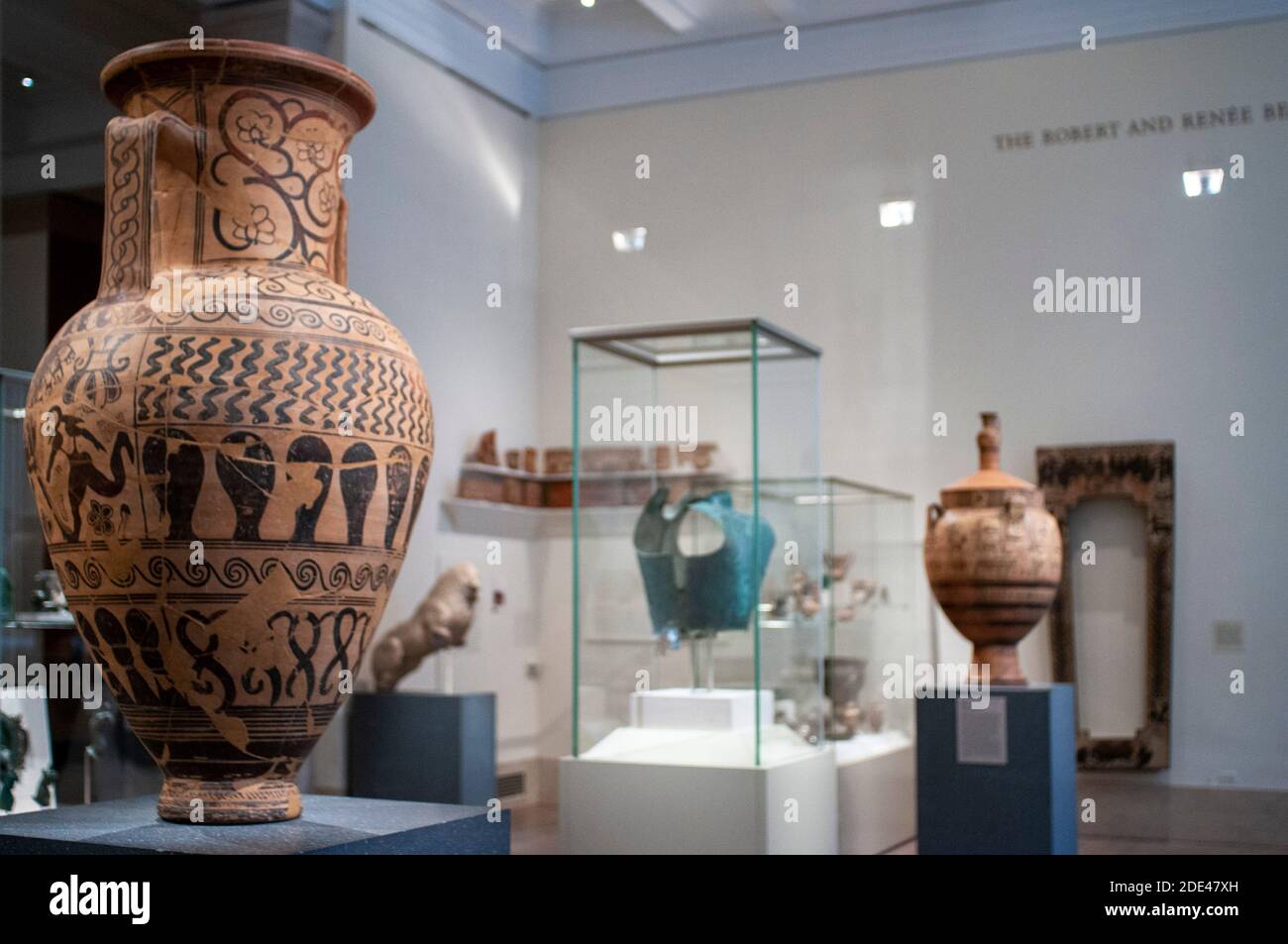 Amphore à encolure en terre cuite (pot de rangement). Greek, Attic, Proto-Attic, deuxième quart du VIIe siècle av. J.-C. attribué à New York Nettos Painter. CH Banque D'Images