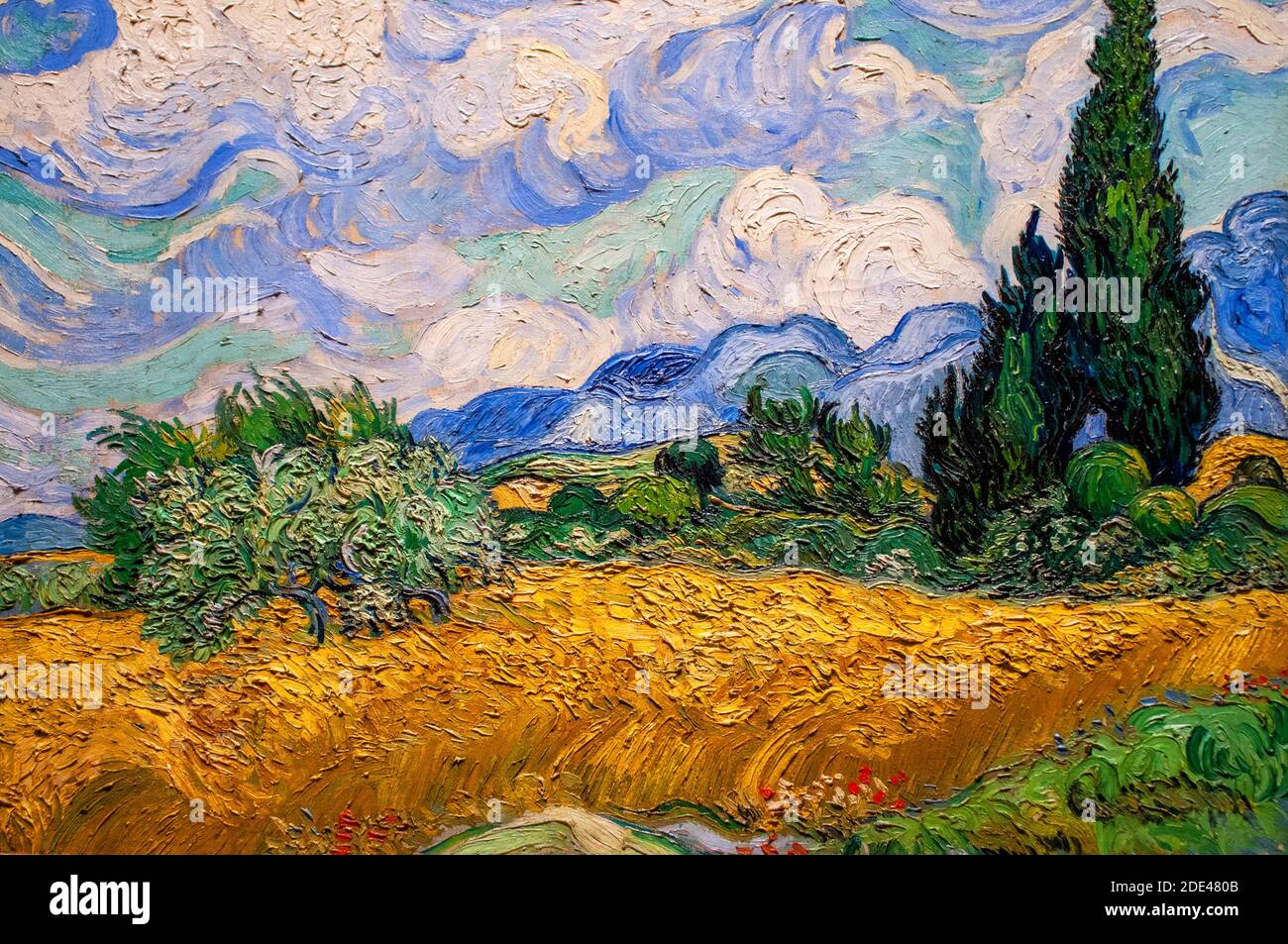 Champ de blé avec cyprès, 1889, par Vincent van Gogh au Metropolitan Museum of Art, New York, États-Unis. Banque D'Images