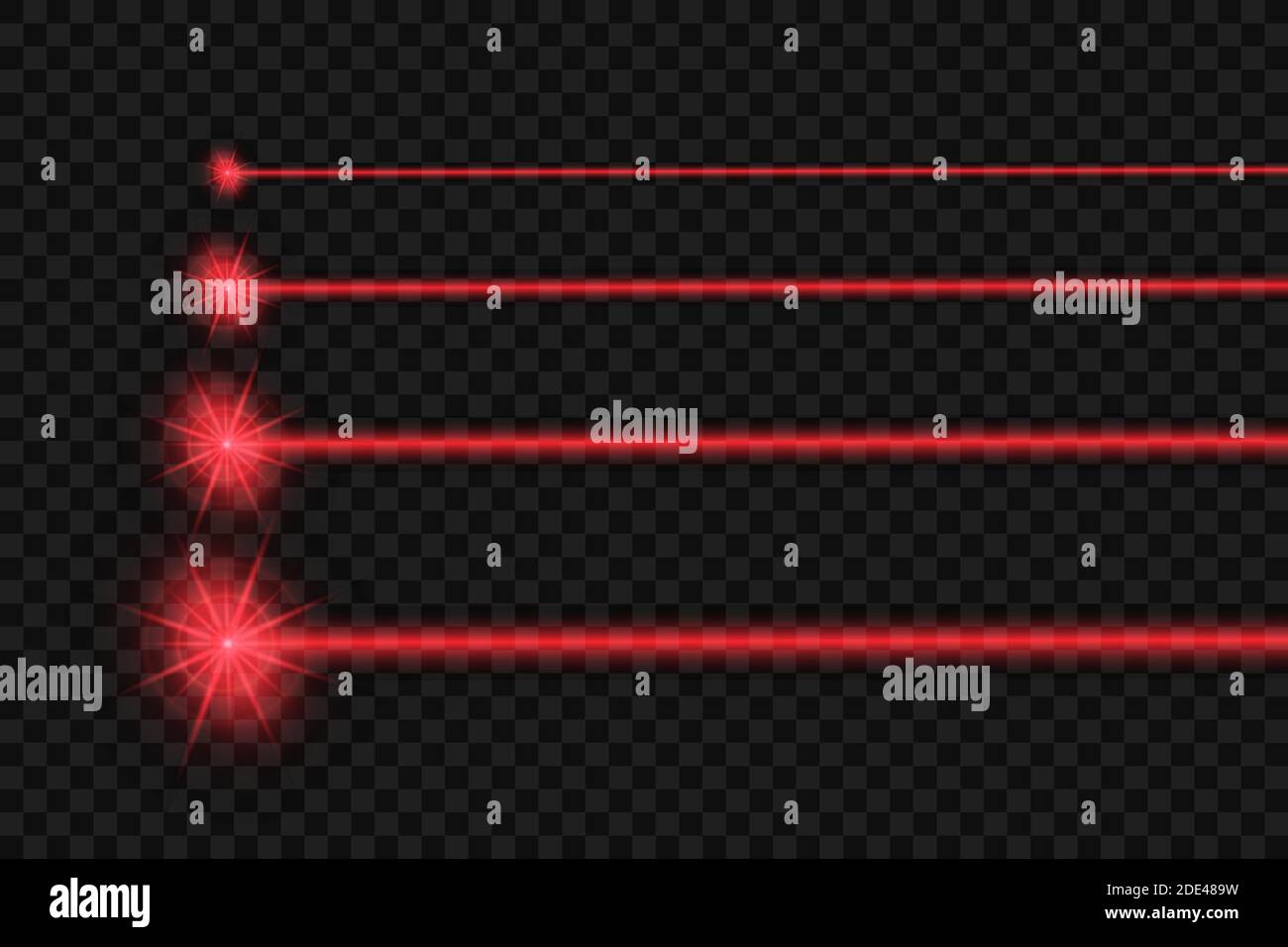 Faisceau laser rouge abstrait. Isolé sur fond noir transparent