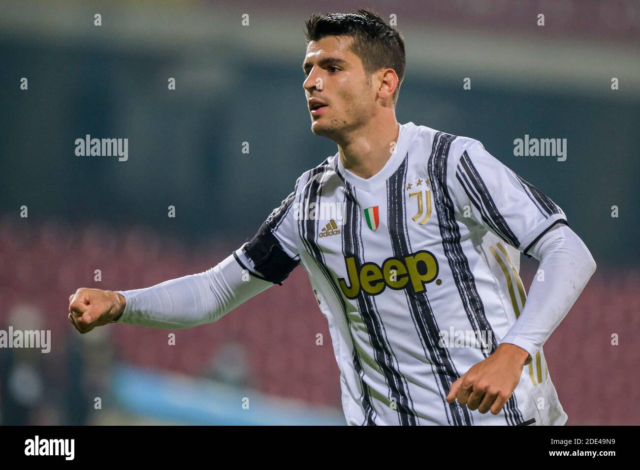 Alvaro Morata, l'attaquant espagnol de Juventus, célèbre après avoir marquant un but lors du match de football Serie A Benevento vs Juventus FC. Benevento Juven Banque D'Images