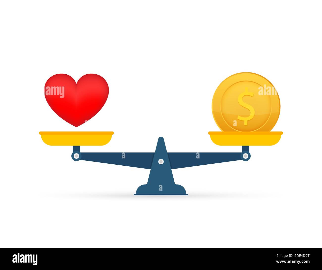 l'amour est l'argent sur balance icône. Équilibre entre l'argent et l'amour  sur échelle. Illustration du stock vectoriel Image Vectorielle Stock - Alamy