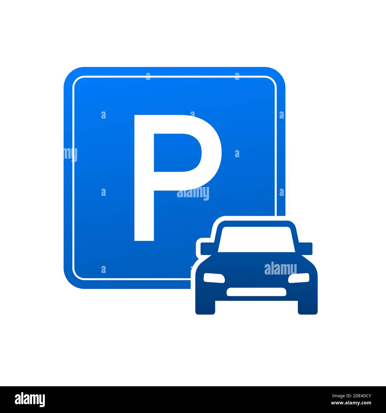 Gabarit avec parking bleu. Logo, icône, étiquette. Stationnement sur fond blanc. Elément Web. Illustration du stock vectoriel. Illustration de Vecteur