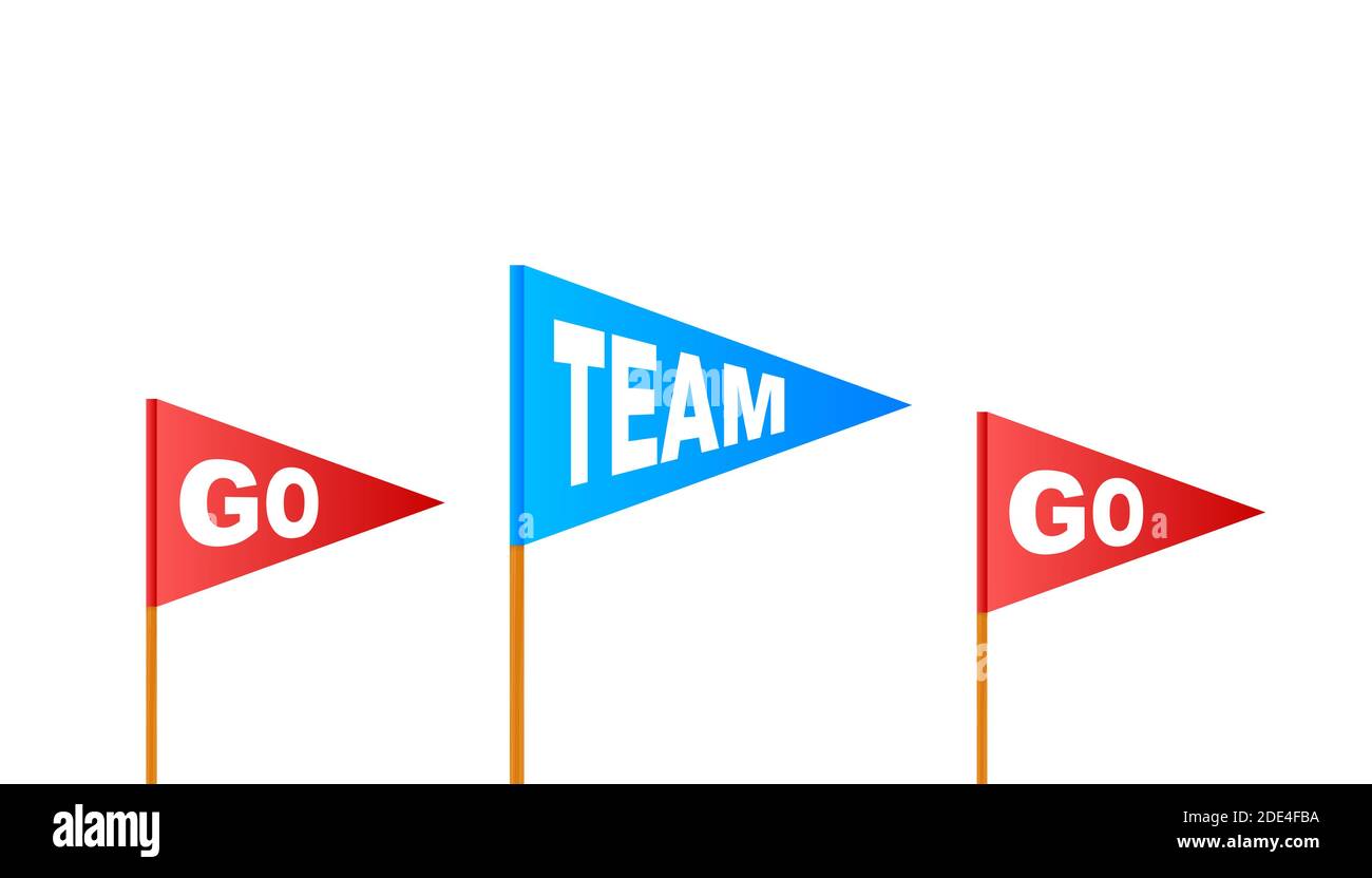 Bannière triangle Go Team. Faites équipe avec un style de dessin animé. Illustration du stock vectoriel. Illustration de Vecteur