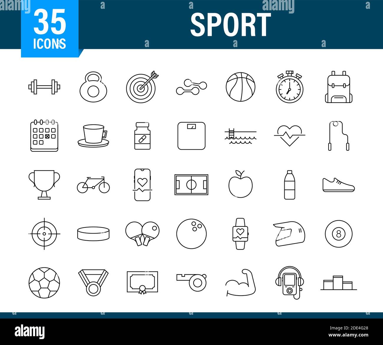 Icône sport plate pour le design du Web. Ballon de football. Jeu d'icônes Web. Sport de fitness. Illustration du stock vectoriel. Illustration de Vecteur