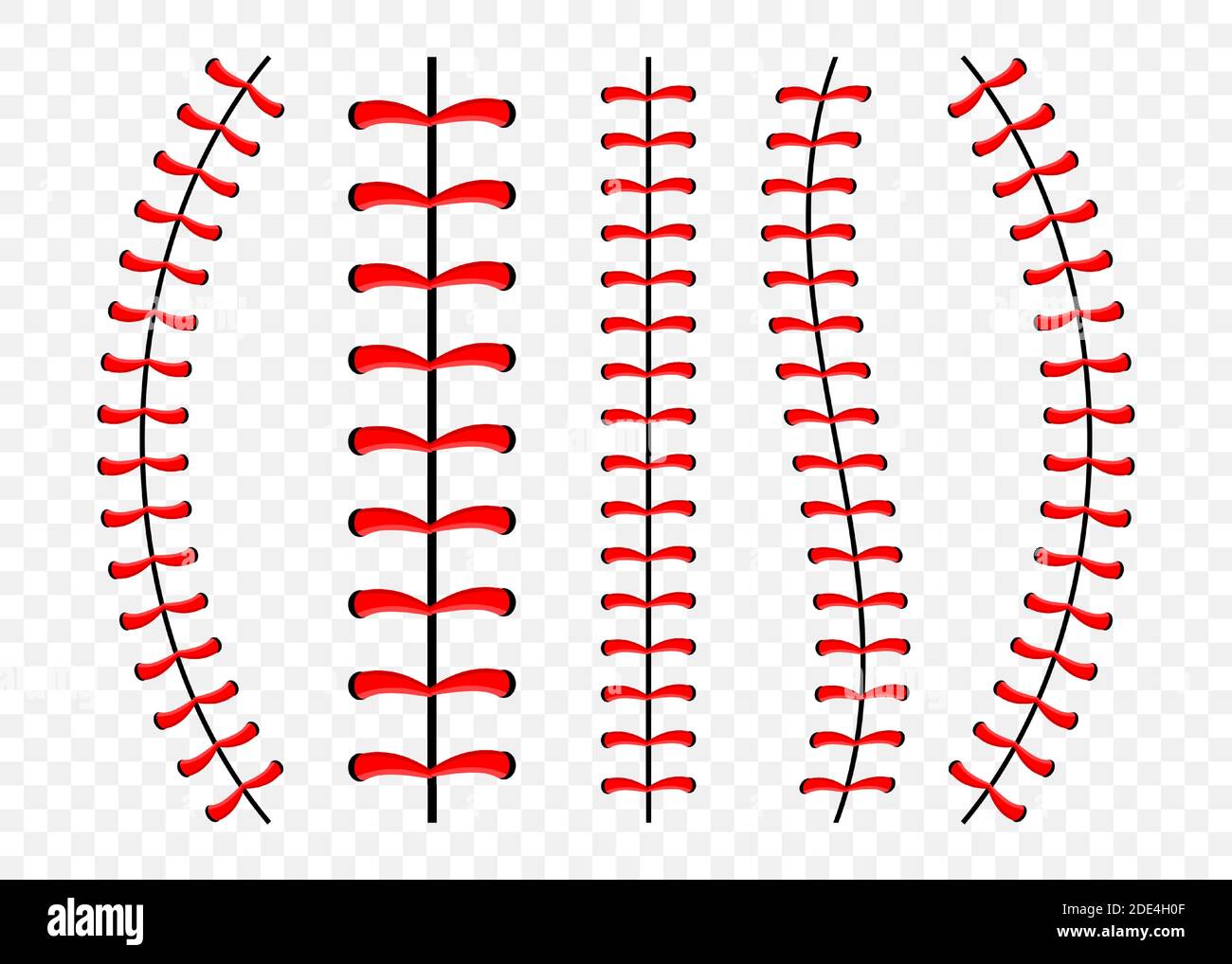Points de balle de baseball, couture en dentelle rouge isolée sur fond. Illustration de Vecteur