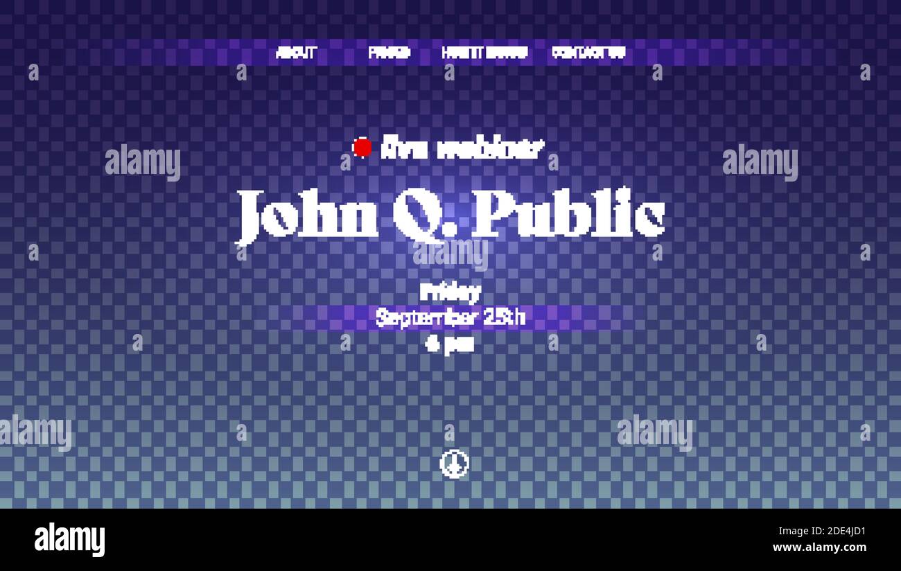 Annonces de webinar en direct. Modèle vectoriel de la page d'arrivée sur un arrière-plan en quadrillé. Promotion de webinaires en direct sur les réseaux sociaux Illustration de Vecteur