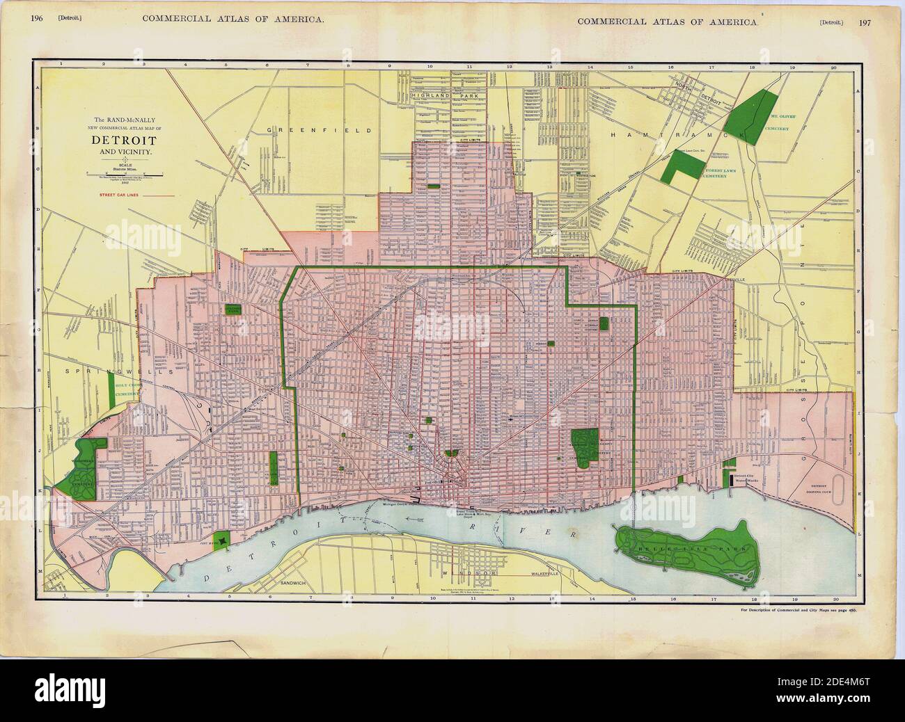 Carte de Detroit 1912-1913 Banque D'Images