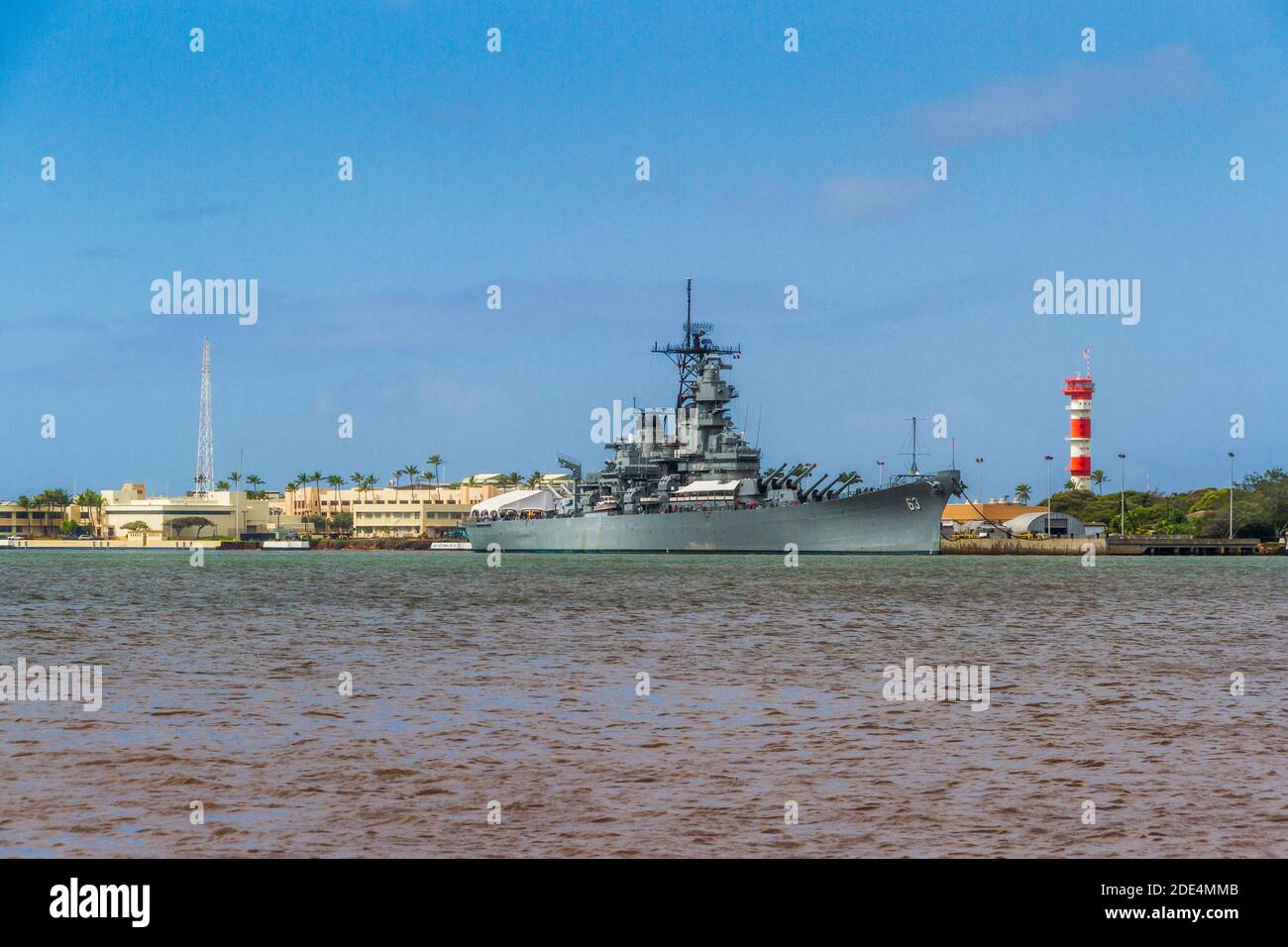 USS Missouri (BB-63) ('Mighty Mo' ou 'Big Mo') est un cuirassé de la classe Iowa de la marine des États-Unis. Banque D'Images