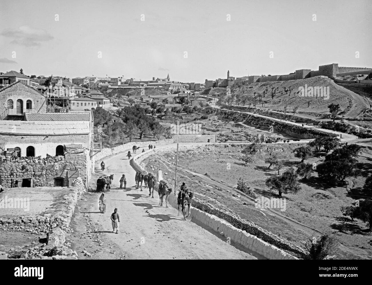 Jérusalem (El-Kouds). Première vue de Jérusalem depuis le sud ca. 1898-1907 Banque D'Images