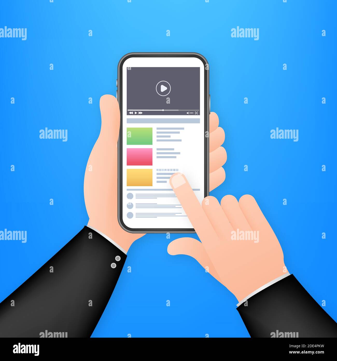 Smartphone vidéo, un design parfait pour toutes les applications. Diffusion vidéo en direct. Conception Web. Périphérique numérique. Illustration du stock vectoriel. Illustration de Vecteur
