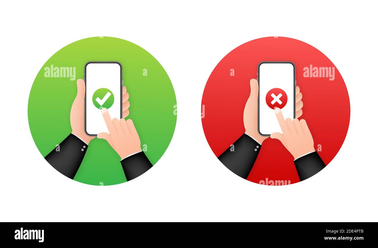 Mains tenant des smartphones avec des coches. Coches et coches. Illustration du stock vectoriel. Illustration de Vecteur