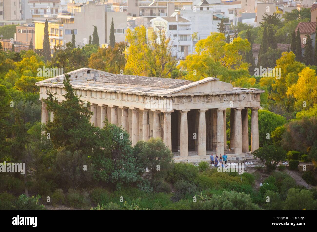 Le Temple d'Hephaistos - également connu sous le nom de Theseion - dans l'ancienne Agora de Thessio Athènes Grèce - photo: Geopix Banque D'Images