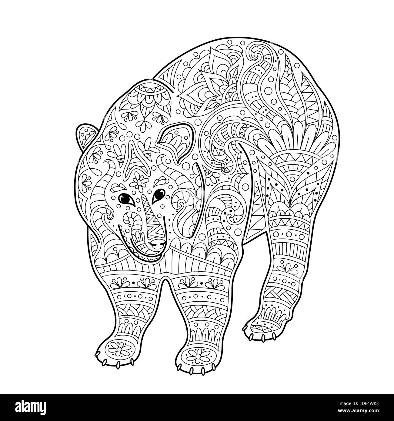 Illustration vectorielle de l'ours. Livre de coloriage anti stress pour adulte Illustration de Vecteur