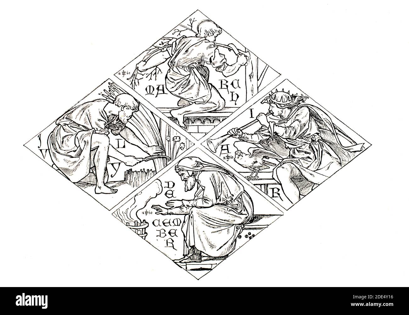 1860 dessins des four Seasons et four Elements, illustrations par Sir Edward John Poynter de 1896 The Studio an Illustrated Magazine of Fi Banque D'Images