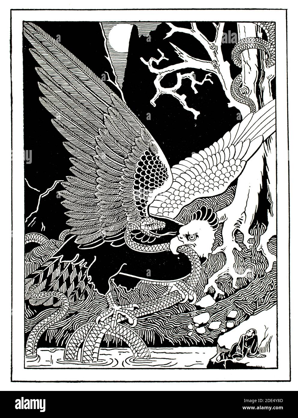 Sinbad dans la vallée des diamants, illustration de conte de fées par H C Graff, de Londres de 1896 le Studio un magazine illustré de fin et appliqué Banque D'Images