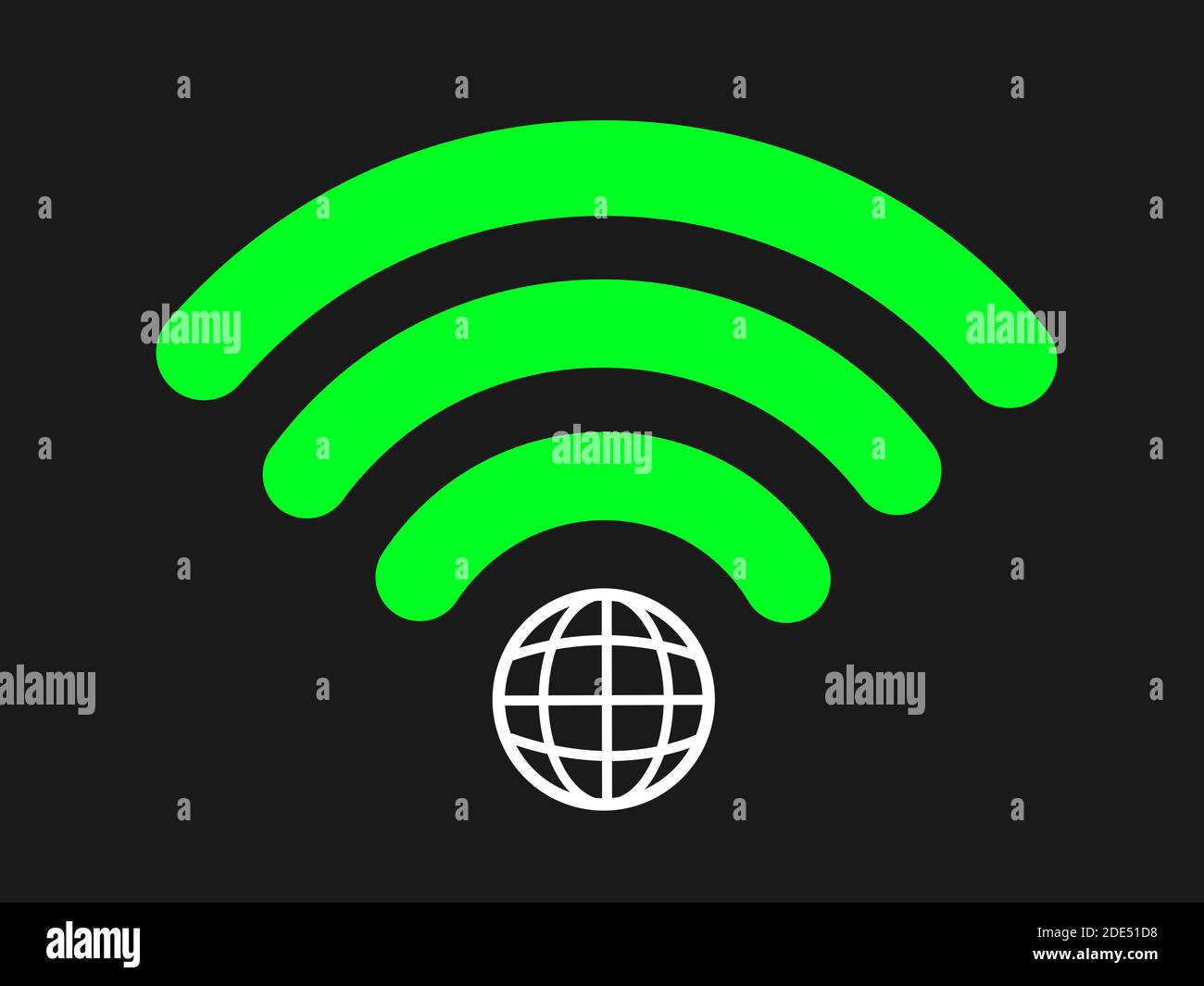 Symbole Wi-fi avec planète Terre - connexion globale au site Internet et au Web. Innovation numérique et technologique - accès général pour être en ligne et utiliser Banque D'Images