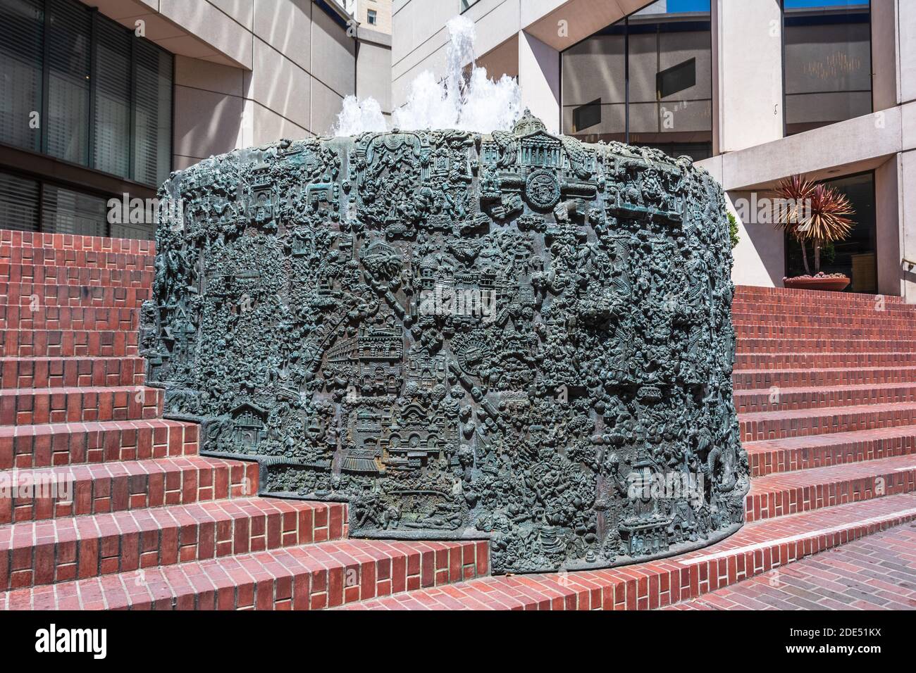 San Francisco, Californie, États-Unis - 14 juillet 2014 : Fontaine à l'angle de Post Street et Stockton Street Banque D'Images