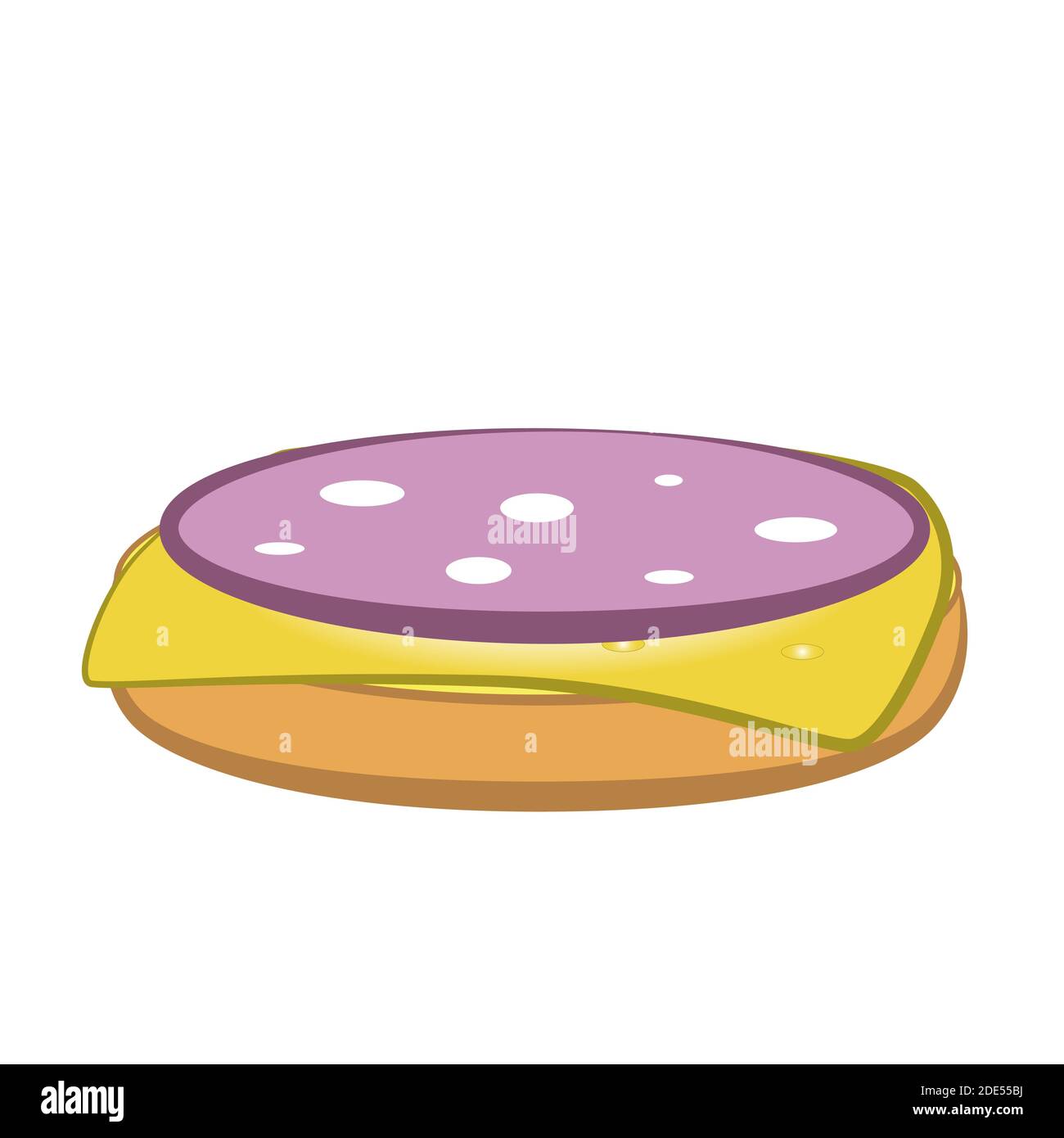 Sandwich avec saucisse et fromage isolé sur fond blanc. Illustration de Vecteur