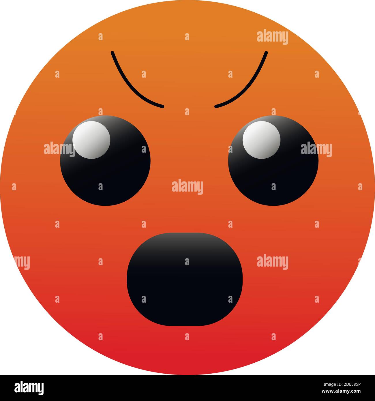 Vecteur Emoji rouge fâché triste visage avec les yeux et la bouche sur fond blanc. Drôle de dessin animé icône Emoji. Illustration pour chat ou message Illustration de Vecteur