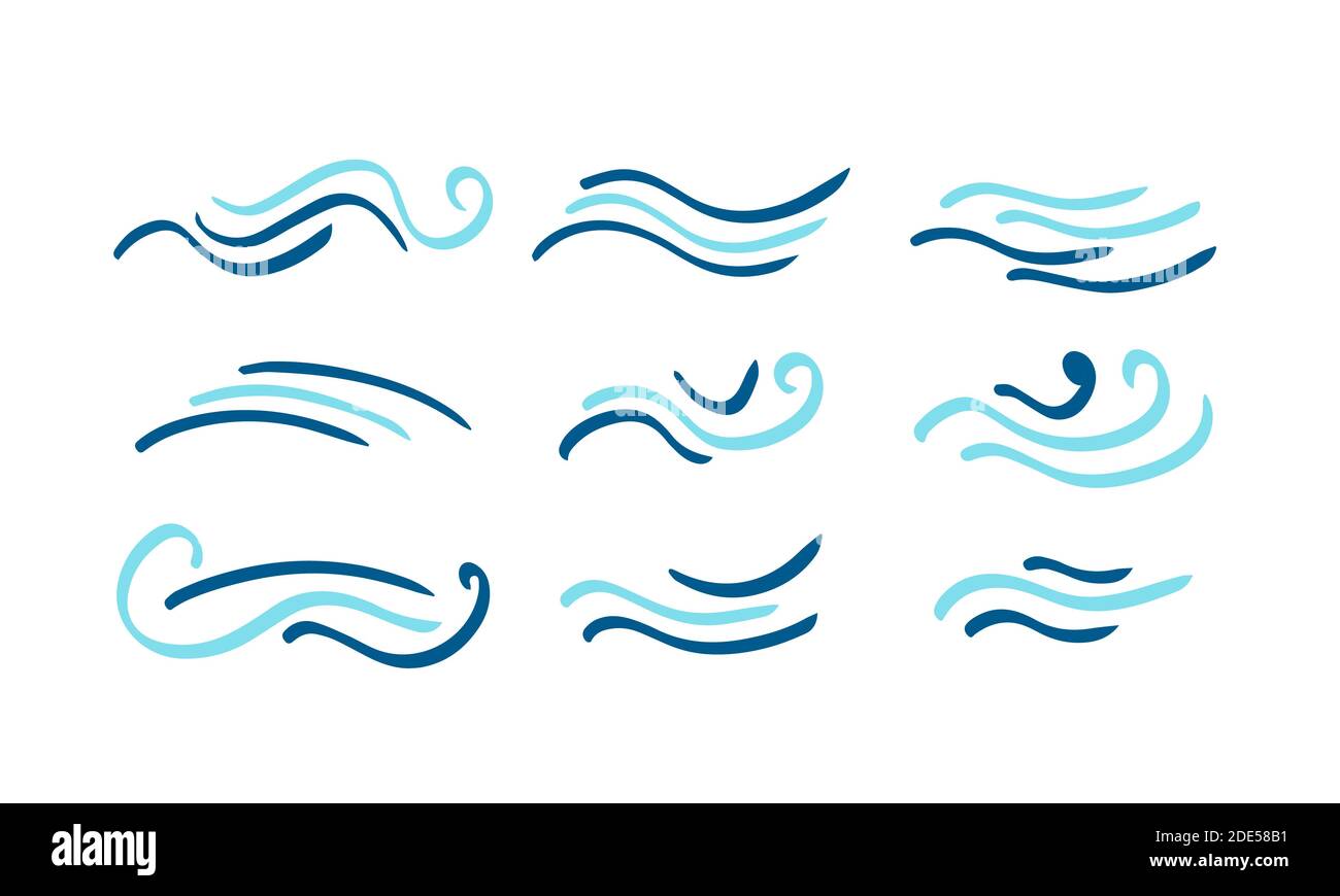 Ensemble de concept de logo Abstract Waves en bleu et différentes formes. Éléments créatifs pour le design. Collection d'illustrations vectorielles Illustration de Vecteur