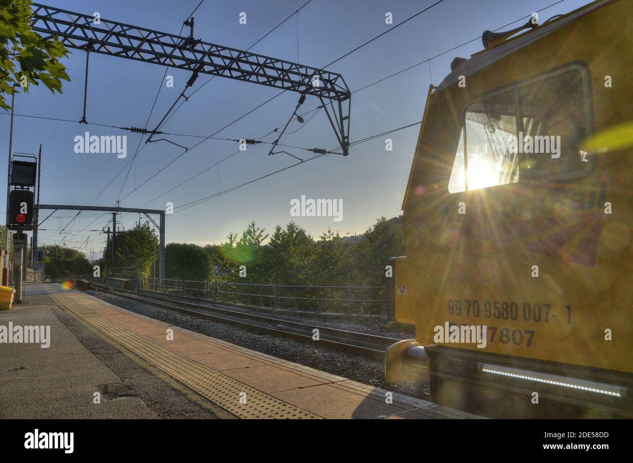 Network Rail Engineers train - atelier mobile à Shipley Banque D'Images