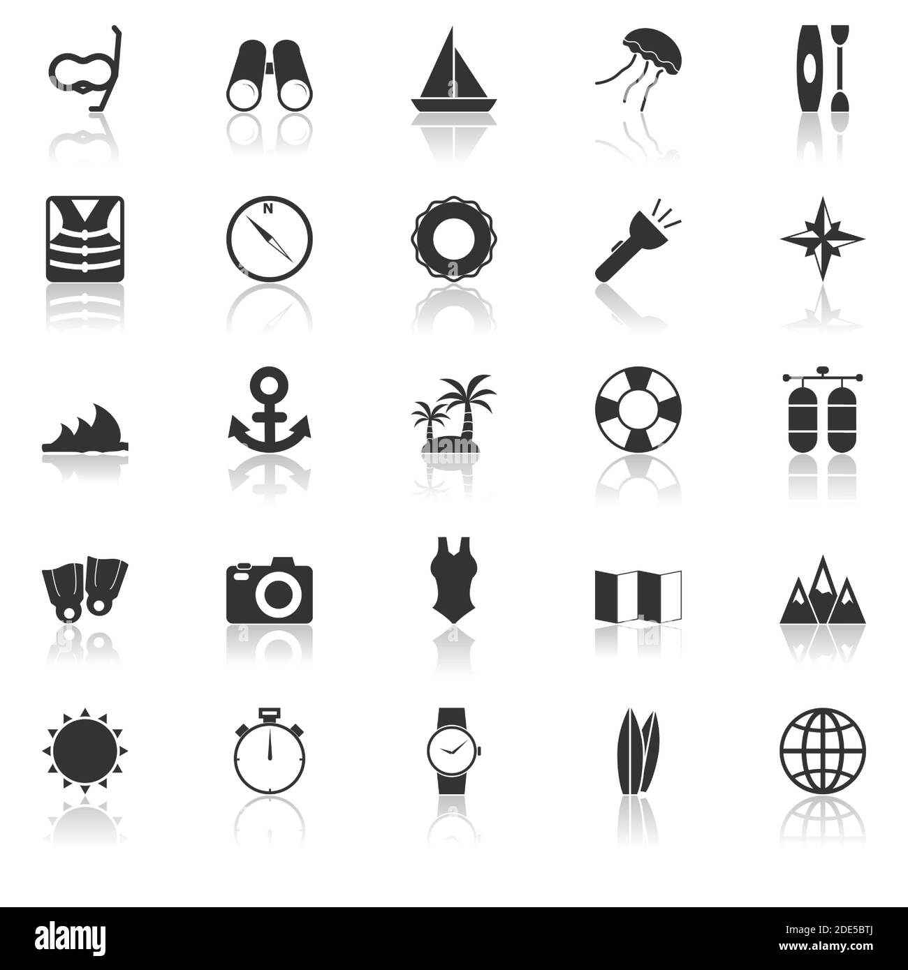 Icônes de plongée avec reflet sur fond blanc, vecteur de stock Illustration de Vecteur