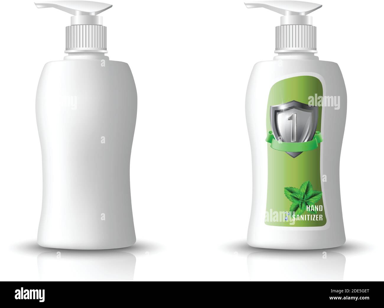 emballage en bouteille blanc vectoriel 3d réaliste et flacon de gel désinfectant pour les mains. Illustration de l'icône isolée sur fond blanc. Illustration de Vecteur