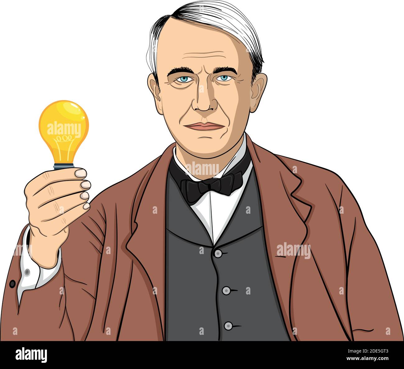 Thomas Alva Edison était un inventeur américain et un homme d'affaires qui A été décrit comme le plus grand inventeur de l'Amérique Illustration de Vecteur