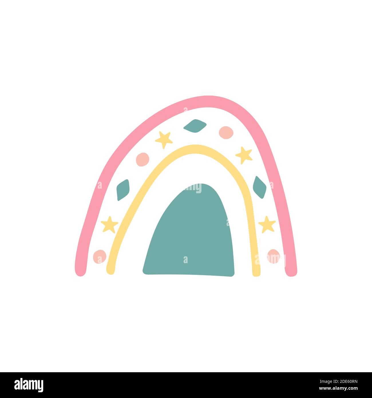 Arc En Ciel Unique Dessine A La Main Icone Bebe Pour Enfants Autocollant De Douche De Bebe Joli Dessin Anime Arc En Ciel Pour Le Papier Peint Le Tissu L Emballage Les Vetements Vecteur Illust Image Vectorielle