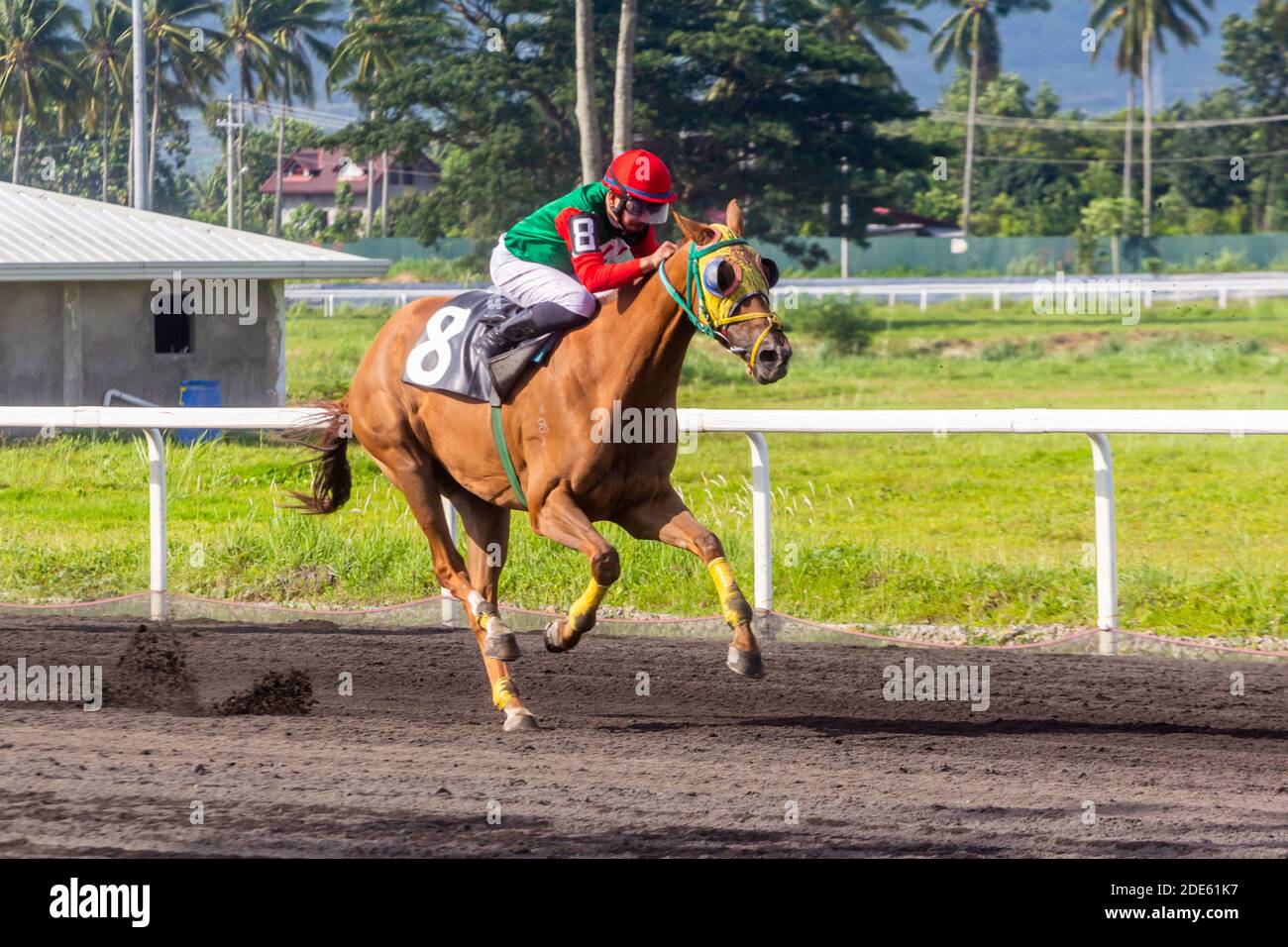 Courses hippiques à l'hippodrome Metroturf à Tanauan, Batangas, Philippines Banque D'Images