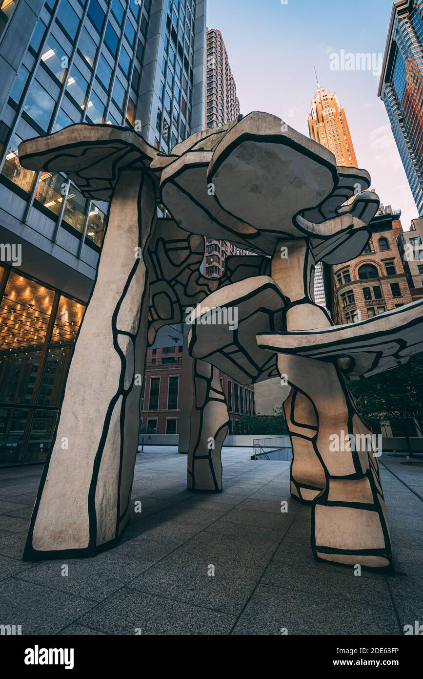 Le Groupe des quatre arbres de sculpture, dans le quartier financier, Manhattan, New York Banque D'Images