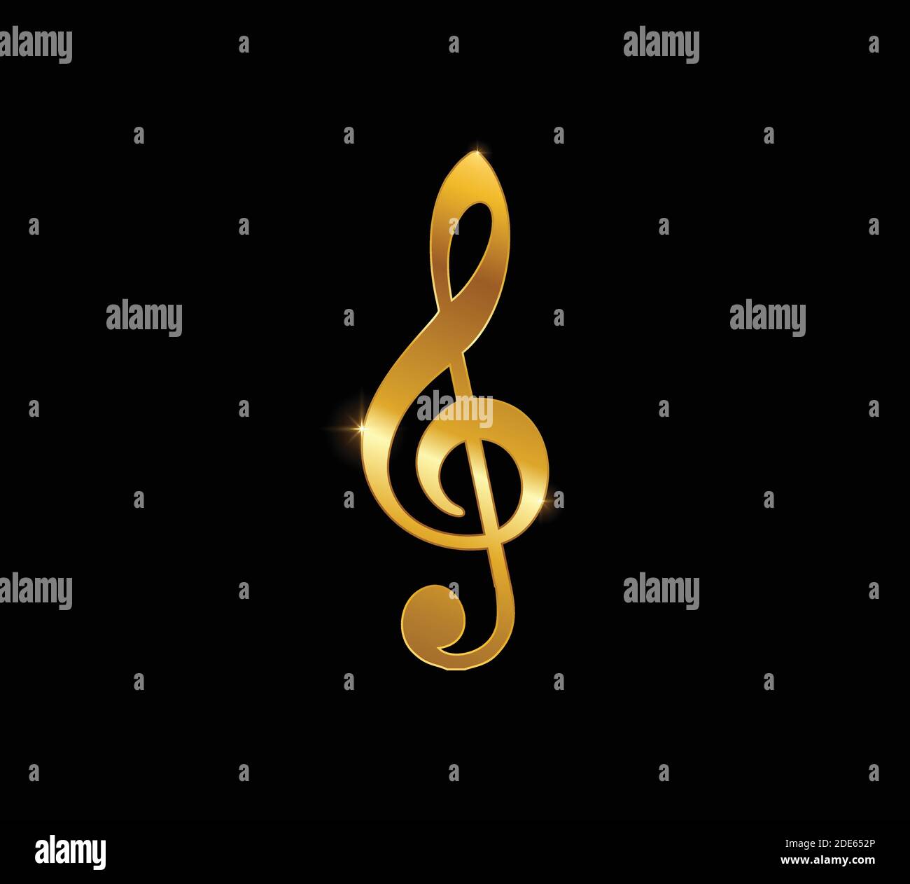 Un symbole Vector Golden Clave Music Note Treble Cleft Illustration de Vecteur